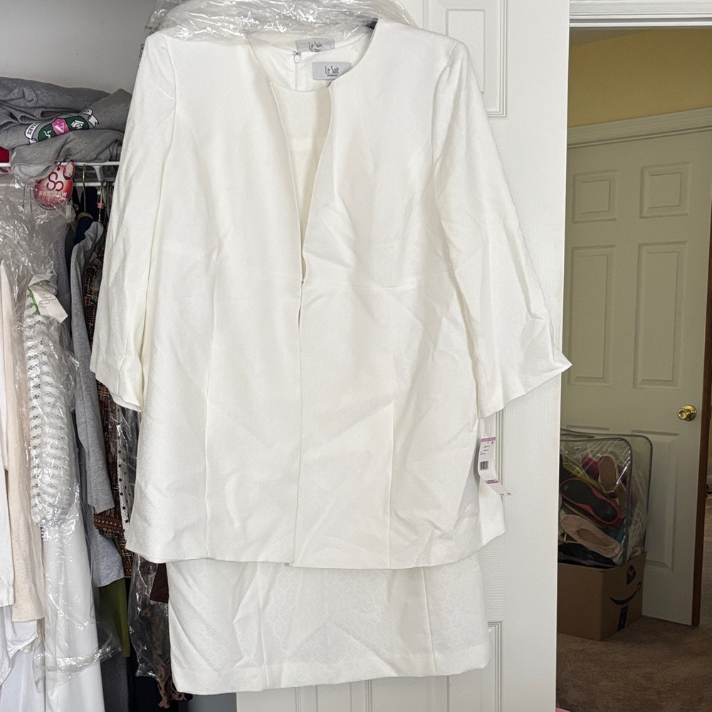 Le Suit Ivory Midi Dress 2 piece